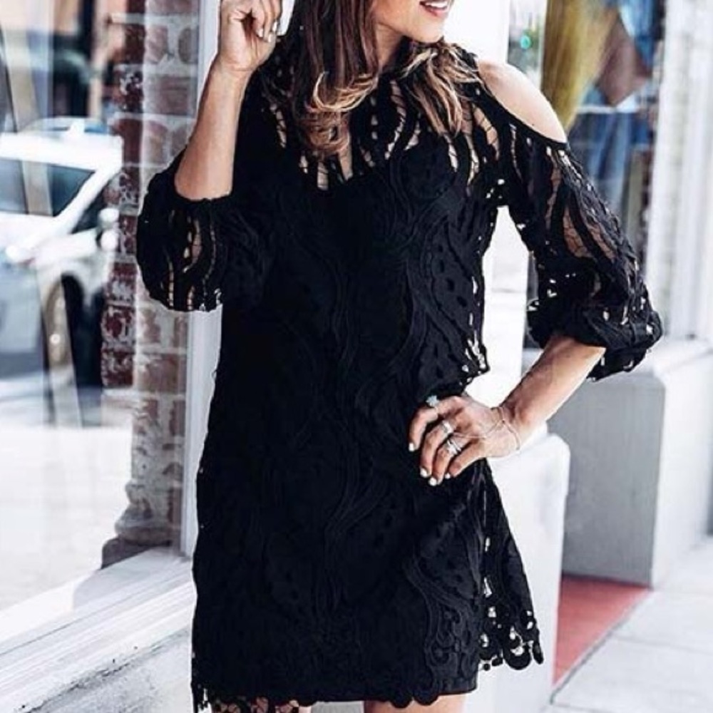 Shoshanna Black Lace Mini Dress